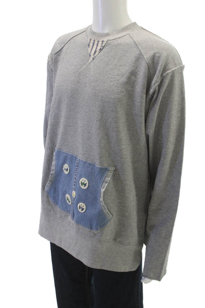 Dr. Collectors Mens Pullover Sweatshirt Gray Cotton Crewneck Solid Size M