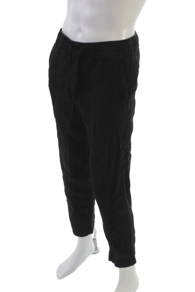 Zara Mens Jogger Pants Black Polyester Drawstring Size S