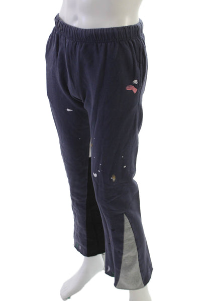 MNML Unisex Adults Jogger Pants Blue Cotton Spotted Pull On Inseam 30 Size M