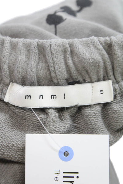 MNML Unisex Adults Gray Cotton Sweatpants Solid Pull On Size S