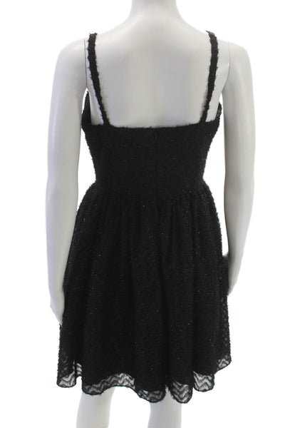 Aiden Women Fit & Flare Black Chevron V-Neck Sleeveless Polyester Dress Size 8