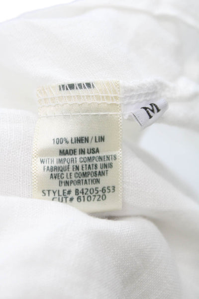 Cloth & Stone Womens Basic Linen Button-Up White Short Sleeve Collared Size M