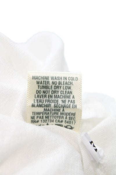 Cloth & Stone Womens Basic Linen Button-Up White Short Sleeve Collared Size M