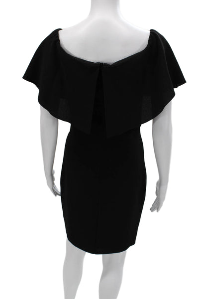 Reiss Women Sheath Off The Shoulder Black Short Sleeve Zip Polyester Size 2