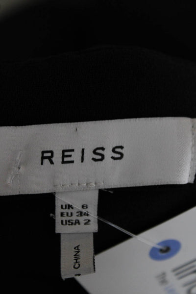 Reiss Women Sheath Off The Shoulder Black Short Sleeve Zip Polyester Size 2
