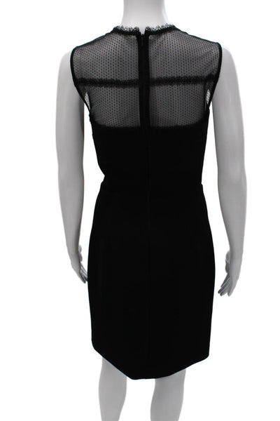 Reiss Women Black Polka Dot Sheath Dress Sleeveless Mid-Calf Round Neck Size 2