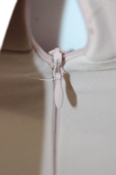 Reiss Womens Bodycon Dress Beige Off Shoulder Mid Calf Zip Size 2