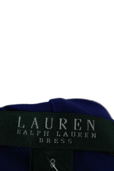 Lauren Ralph Lauren Womens Sheath Dress Blue VNeck Sleeveless Knee Length Size 8