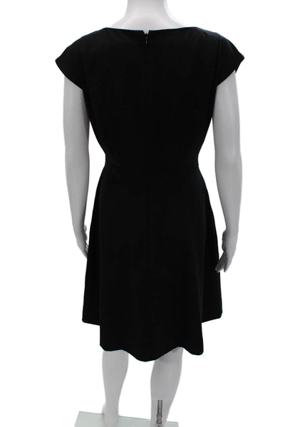 J Crew Women Fit & Flare Wool Dress Black Boat Neck Short Sleeve Zip Size 6