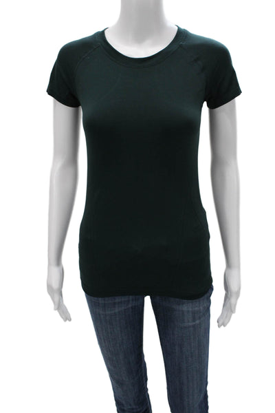 Athleta Womens Green Crew Neck Short Sleeve Nylon Pullover T-Shirt Size XS