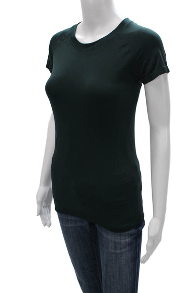 Athleta Womens Green Crew Neck Short Sleeve Nylon Pullover T-Shirt Size XS