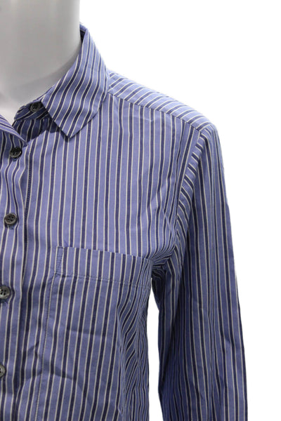 Mona Thalheimer Women Blue Striped Collared Button-Up Size XS