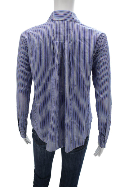 Mona Thalheimer Women Blue Striped Collared Button-Up Size XS