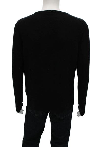 J Crew Mens 100% Cashmere Black Crewneck Pullover Sweater Size M