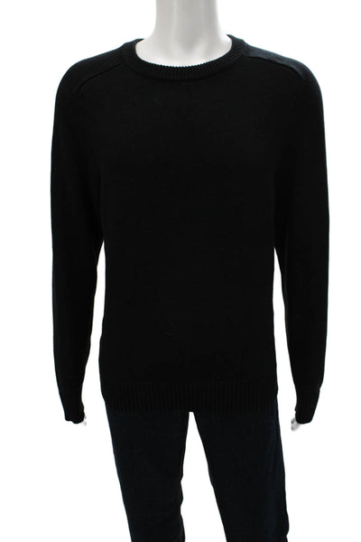 J Crew Mens Pullover Sweater Black 100% Cotton Crew Neck Long Sleeve Size L