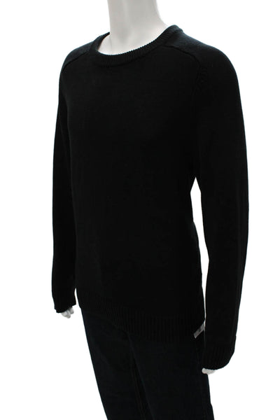 J Crew Mens Pullover Sweater Black 100% Cotton Crew Neck Long Sleeve Size L