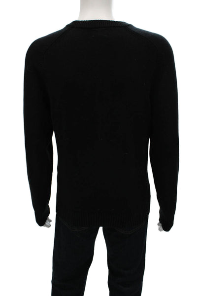 J Crew Mens Pullover Sweater Black 100% Cotton Crew Neck Long Sleeve Size L