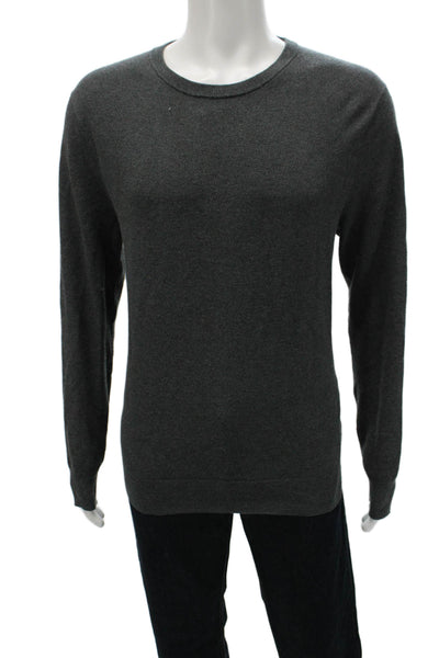 J Crew Mens Pullover Sweater Gray Geometric Cotton Crewneck Long Sleeve Size L