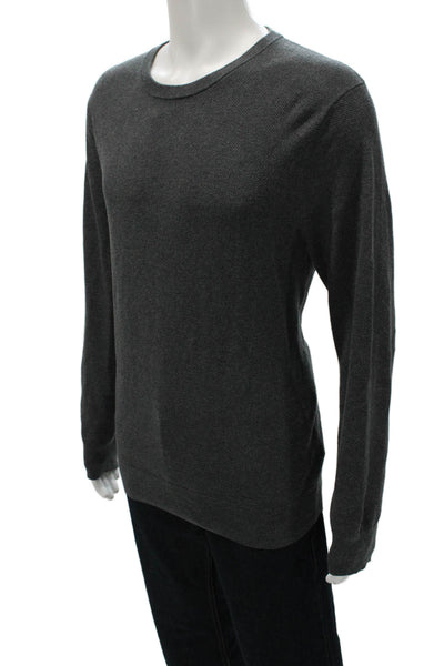 J Crew Mens Pullover Sweater Gray Geometric Cotton Crewneck Long Sleeve Size L
