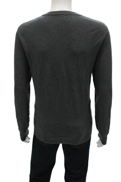 J Crew Mens Pullover Sweater Gray Geometric Cotton Crewneck Long Sleeve Size L
