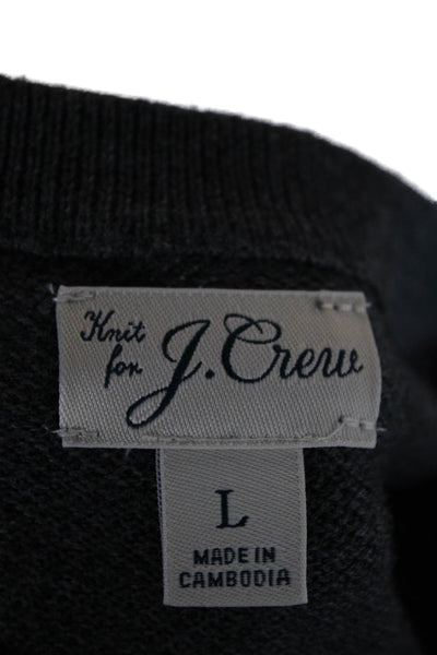 J Crew Mens Pullover Sweater Gray Geometric Cotton Crewneck Long Sleeve Size L