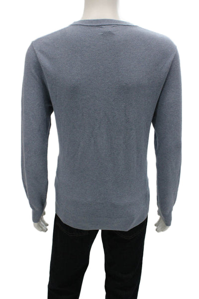 J Crew Mens Blue Cotton Crew Neck Geometric Pullover Long Sleeve Size L