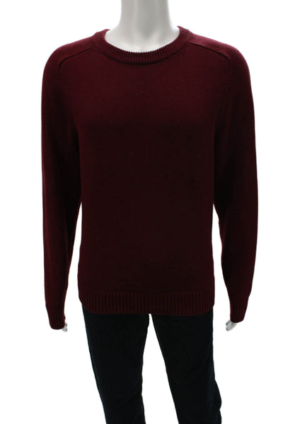 J Crew Mens Pullover Sweater Red Crewneck 100% Cotton Long Sleeve Size L