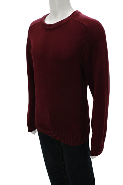 J Crew Mens Pullover Sweater Red Crewneck 100% Cotton Long Sleeve Size L