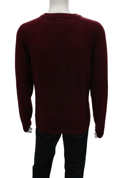 J Crew Mens Pullover Sweater Red Crewneck 100% Cotton Long Sleeve Size L