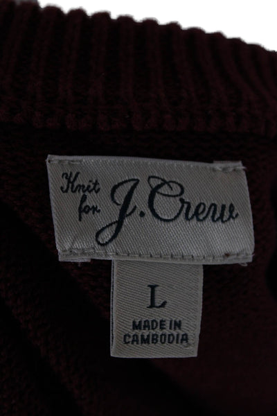 J Crew Mens Pullover Sweater Red Crewneck 100% Cotton Long Sleeve Size L