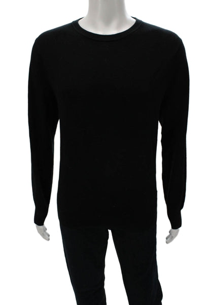 J Crew Mens Pullover Sweater Black Cotton Crew Neck Long Sleeve Size L