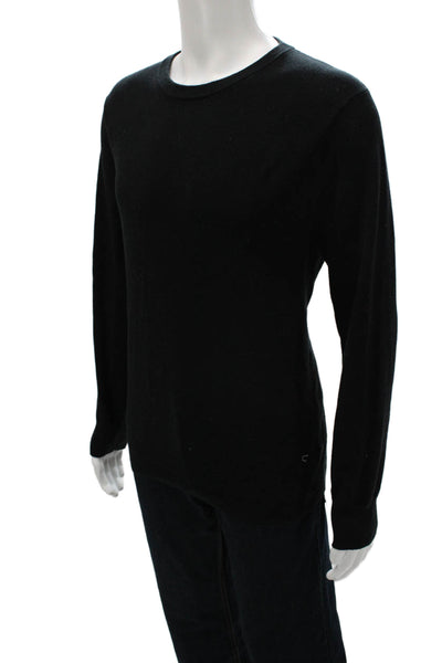 J Crew Mens Pullover Sweater Black Cotton Crew Neck Long Sleeve Size L