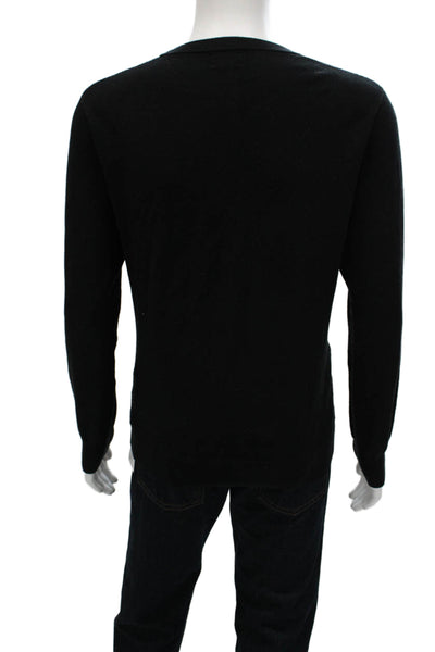 J Crew Mens Pullover Sweater Black Cotton Crew Neck Long Sleeve Size L