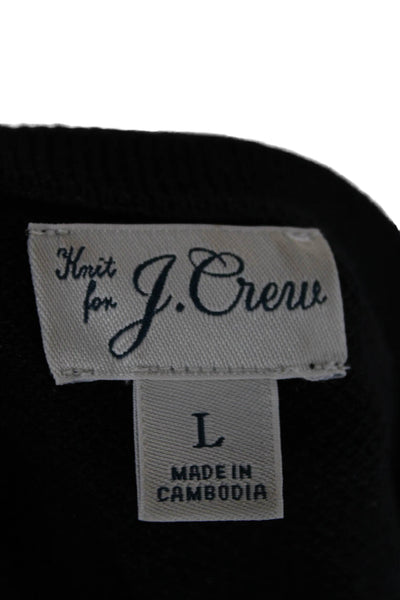 J Crew Mens Pullover Sweater Black Cotton Crew Neck Long Sleeve Size L