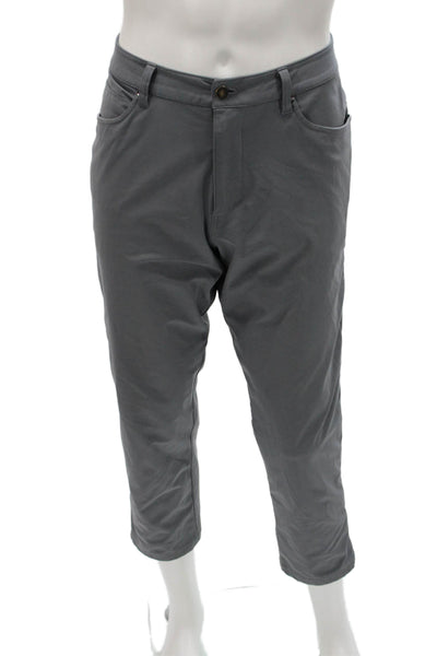 Lululemon Mens Cropped Pants Gray Polyester Button 26 Inseam Size 34