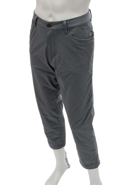 Lululemon Mens Cropped Pants Gray Polyester Button 26 Inseam Size 34