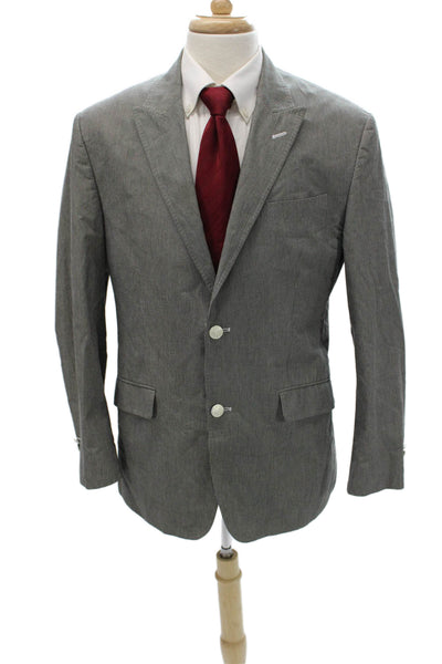 Robert Graham Men Striped Gray Cotton Blazer Buttoned Size 40