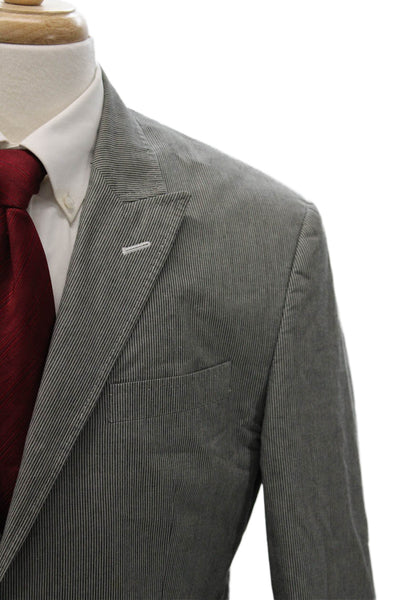 Robert Graham Men Striped Gray Cotton Blazer Buttoned Size 40