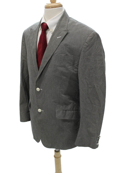 Robert Graham Men Striped Gray Cotton Blazer Buttoned Size 40