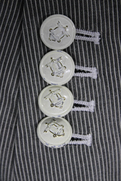 Robert Graham Men Striped Gray Cotton Blazer Buttoned Size 40