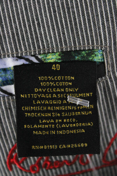 Robert Graham Men Striped Gray Cotton Blazer Buttoned Size 40