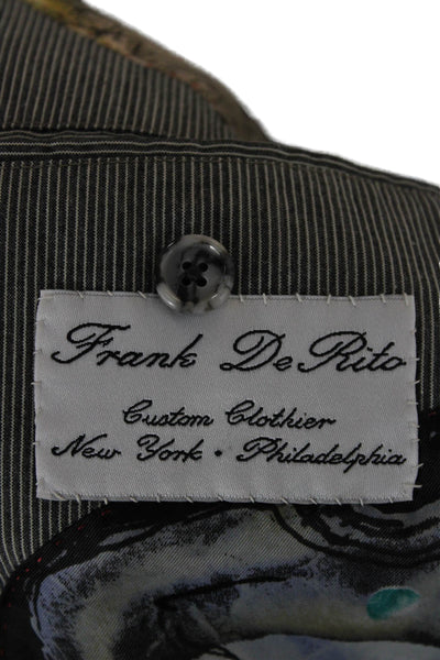 Robert Graham Men Striped Gray Cotton Blazer Buttoned Size 40