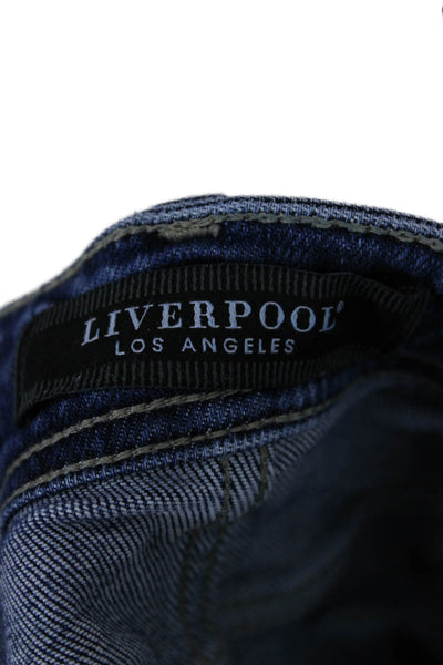 Liverpool Los Angeles Unisex Adults Straight Jeans Blue Cotton Blend Size 33