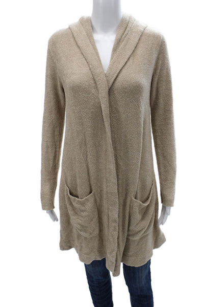 Barefoot Dreams® Womens V-Neck Long Sleeve Cardigan Beige Size XS