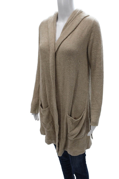 Barefoot Dreams® Womens V-Neck Long Sleeve Cardigan Beige Size XS