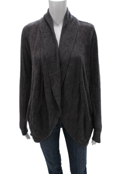 Barefoot Dreams® Womens Gray Collared Solid Long Sleeve Cardigan Nylon Size XS