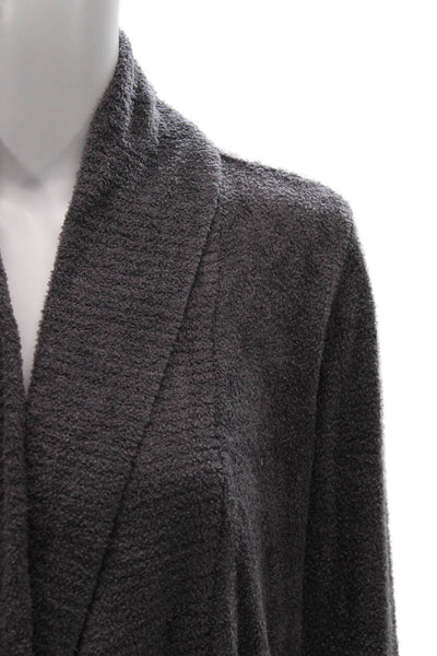 Barefoot Dreams® Womens Gray Collared Solid Long Sleeve Cardigan Nylon Size XS