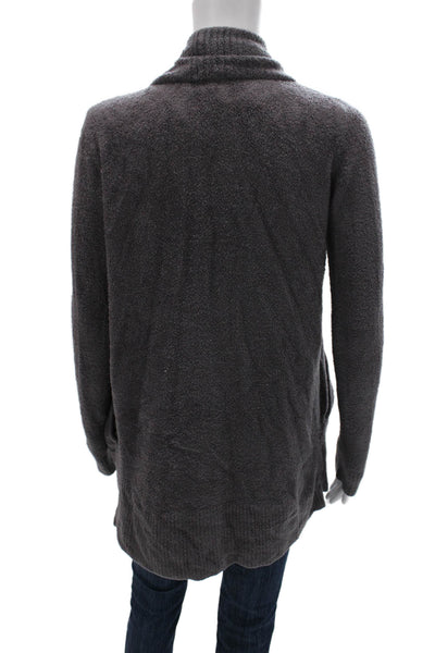 Barefoot Dreams® Womens Gray Collared Solid Long Sleeve Cardigan Nylon Size XS