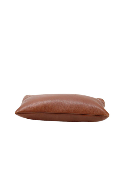 Madewell Womens Leather Gold Tone Clutch Handbag Chestnut Brown