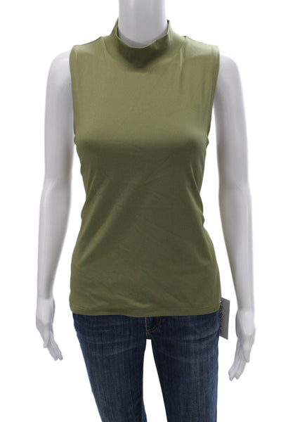 Tahari Womens Basic Sleeveless Mock Neck Tank Green Nylon Size XL